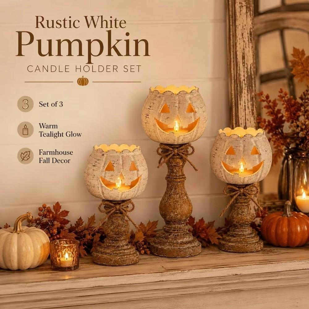 Cutout Face Pumpkin Tealight Candle Holder Scalloped Top Tealight Candle Holder Thanksgiving Decor