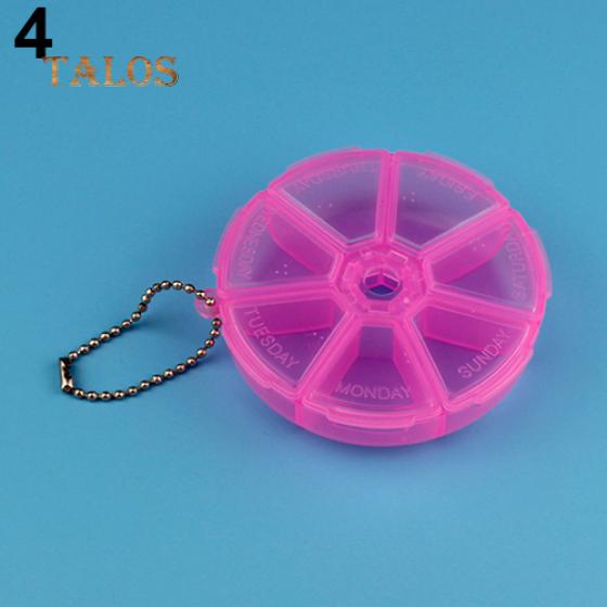Round Shape 7 Grids Medicine Pill Plastic Storage Box Dispenser Holder Organizer Health Care