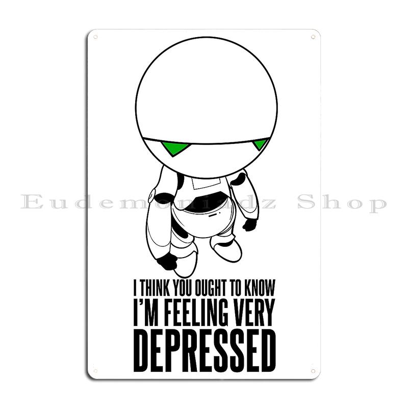 Good Grief DON'T PANIC Marvin Cute Hitchhikers Guide To the Galaxy and the Life Droid Project Metal Printing Tin Sign Poster