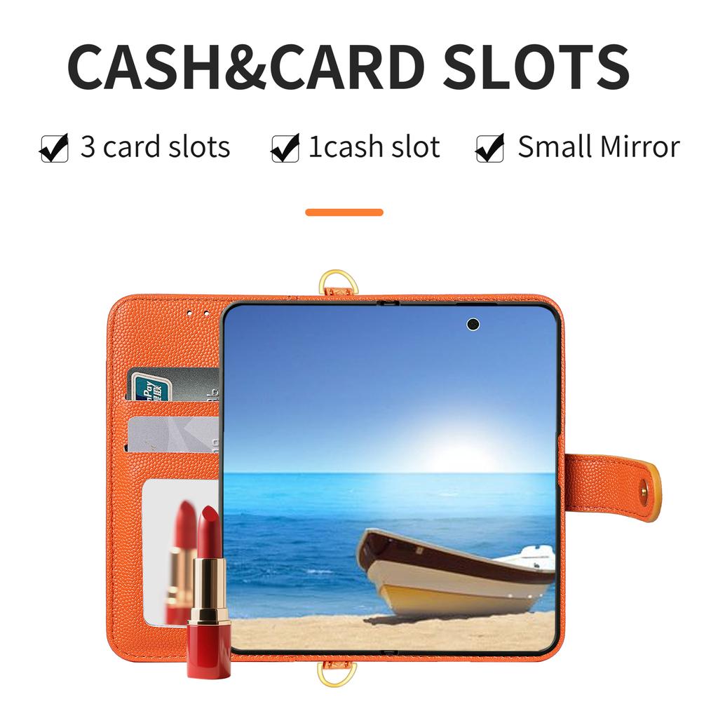 Crossbody Zipper Cards Solt Wallet Flip Leather Case for Samsung Galaxy Z Fold8 Fold 8 Wide Shockproof Book Stand Bag Cover
