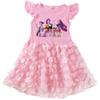 Kids Girls Anime Cartoon Rumi Zoey Mira Printing Ruffle Short Sleeve Cotton Casual Flower Mesh Dress