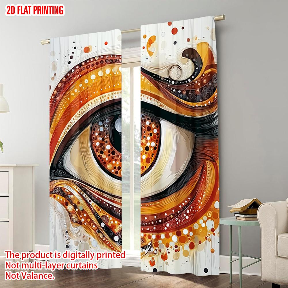 2pcs, plane printing Curtains Abstract Eye Polyester Easy Install (without rod) Home Decor Ldeal for Bedroom Living Room