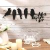Metal Bird Wall Art - Birds On Branch with Leaves - Metal Sculpture Wall Hanging Sign for Balcony, Garden, Home Decor(Black)