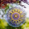 10 Inch Metal Wind Spinner with 360 Hook Vibrant Purple Yellow Floral Design Outdoor Garden Decor for Patio Balcony Courtyard All Season