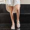 Sheepskin Mary Jane Shoes Casual Shoes Hollow Mesh Breathable Leather Shoes Flat-soled Shallow-mouth Women's Shoes