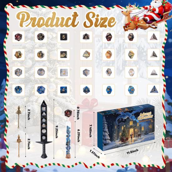 2025 DND Кубики Адвент-календарь 24 дня Обучающая ролевая игра Священная коробка Уникальный подарок для поклонников Dungeons And Dragons