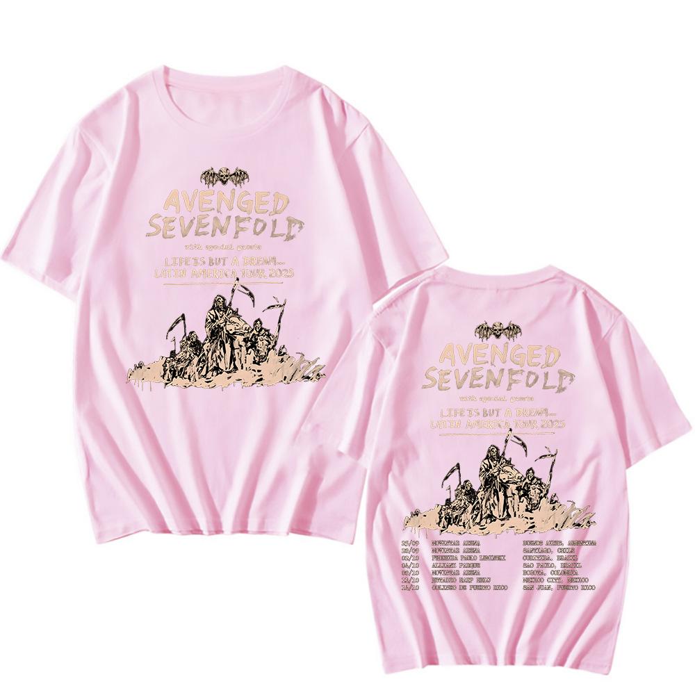 Avenged Sevenfold Latin America Tour 2025 Футболки Ретро 90-х годов Оверсайз Мужская одежда Летние унисекс хлопковые футболки Топы с коротким рукавом