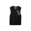 WF23 Letter V-Neck Knitted Vest Unisex Vests Black IL4619