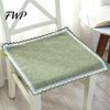 Retro Lace Trim Chair Mat Cotton Linen Pad with Ties, Striped Plaid Decorative Seat for Rattan Chairs Trim, Breathable Dining Office Summer
