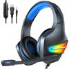 J6 Gaming Stereo Surround Sound Headset In-line Control with Mark RGB Luminous Headband Gaming Computer Headset