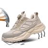 Fashion Couple Work Safety Shoes Rotating Button Steel Toe Men's Shoes Big Size Work Sneakers Puncture-Proof Protective Shoes