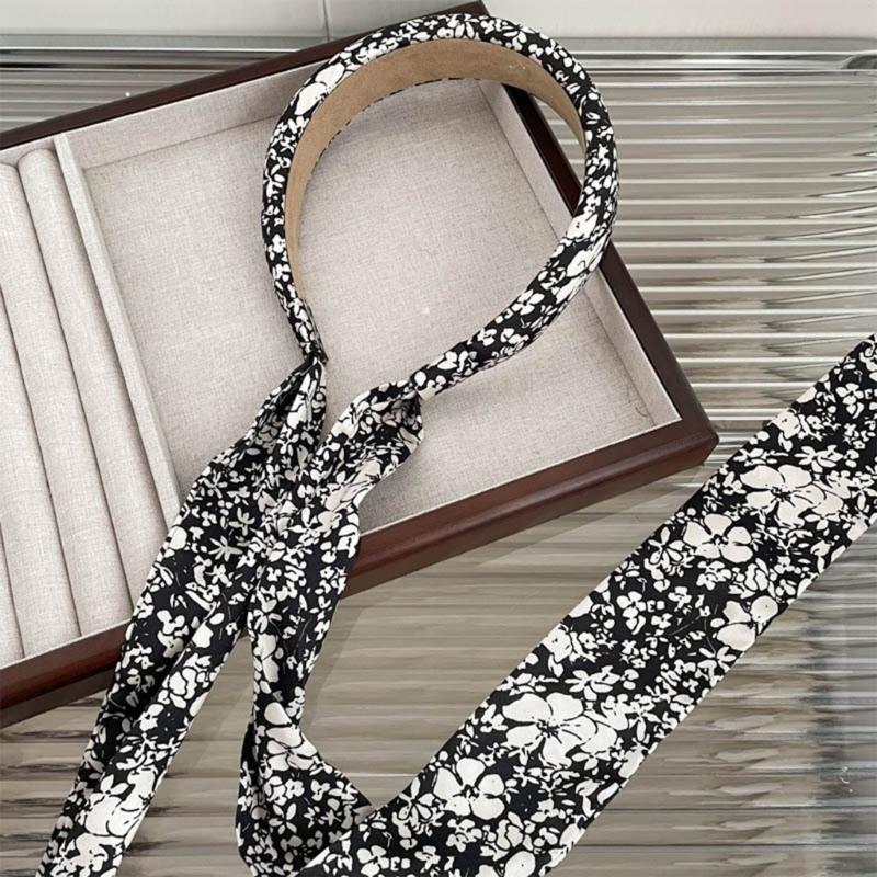 Элегантная повязка на голову с точечным/цветочным принтом, показ модели, пасторальная повязка для девочки