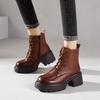 The First Layer of Cowhide Martin Boots for Women In the Autumn and Winter of 2025, the New Thick-soled Foam Bottom Lace-up Leather Retro Short Boots
