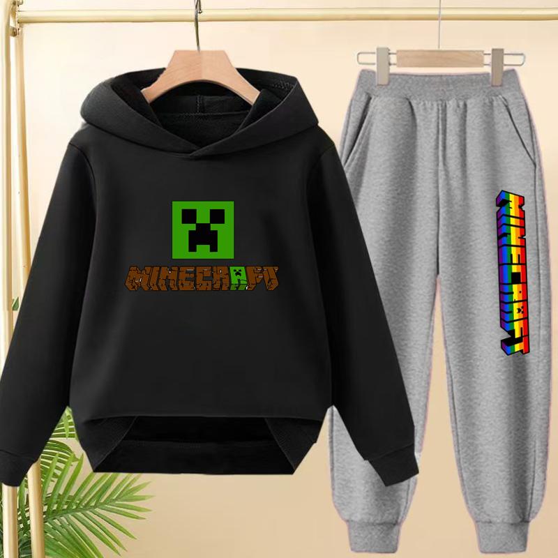 Kids Game Spring Autumn Hoodie Casual Pullover Sportshirt Top+Pants Two-Piece Boys Girls 3-12Yrs Clothes Leisure Coat Sports Set