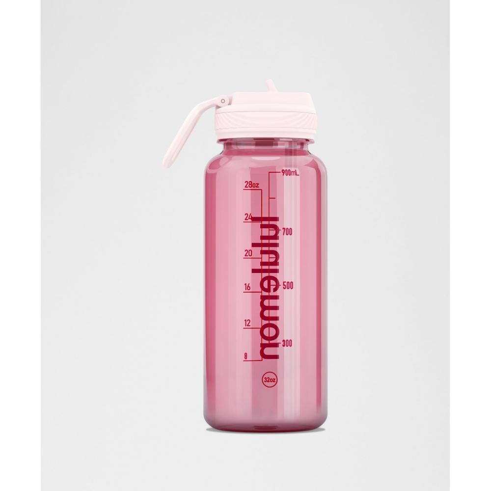 Lululemon Back To Life Clear Bottle 32oz Straw Lid Pink Pearl Candy Cloud Oxford Red