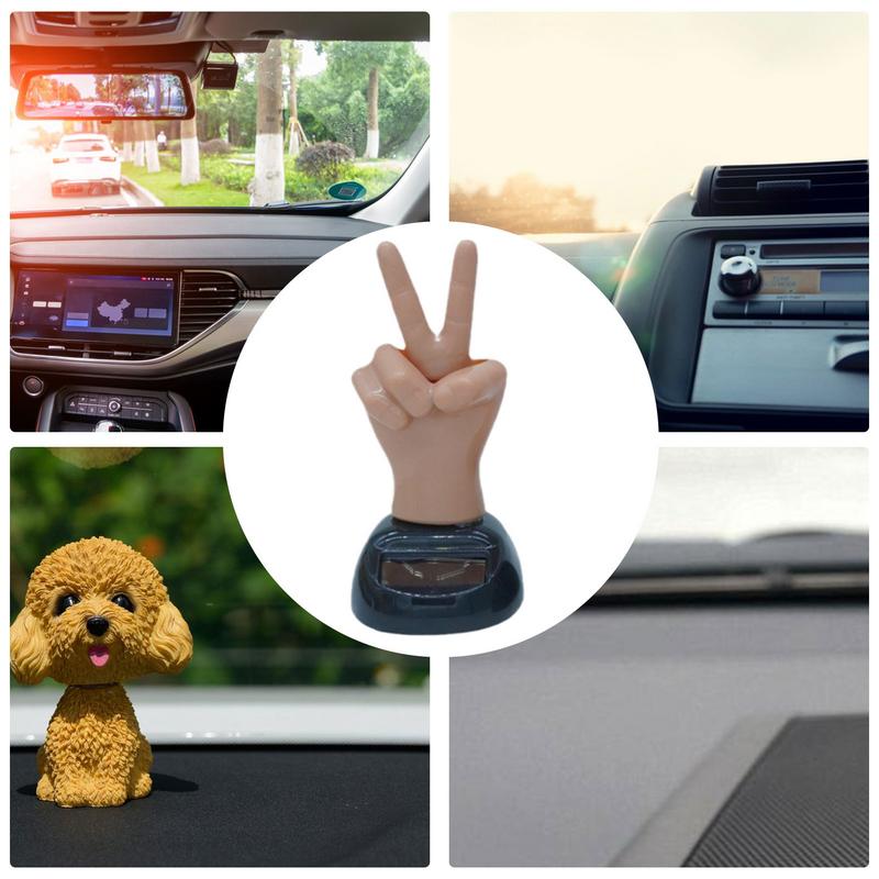 Орнамент на машину "Средний палец" 2 пальца Машущий на солнечной батарее Декор на приборную панель Автомобиля Фигурка на подоконник Аксессуар для салона Автомобиля Забавный
