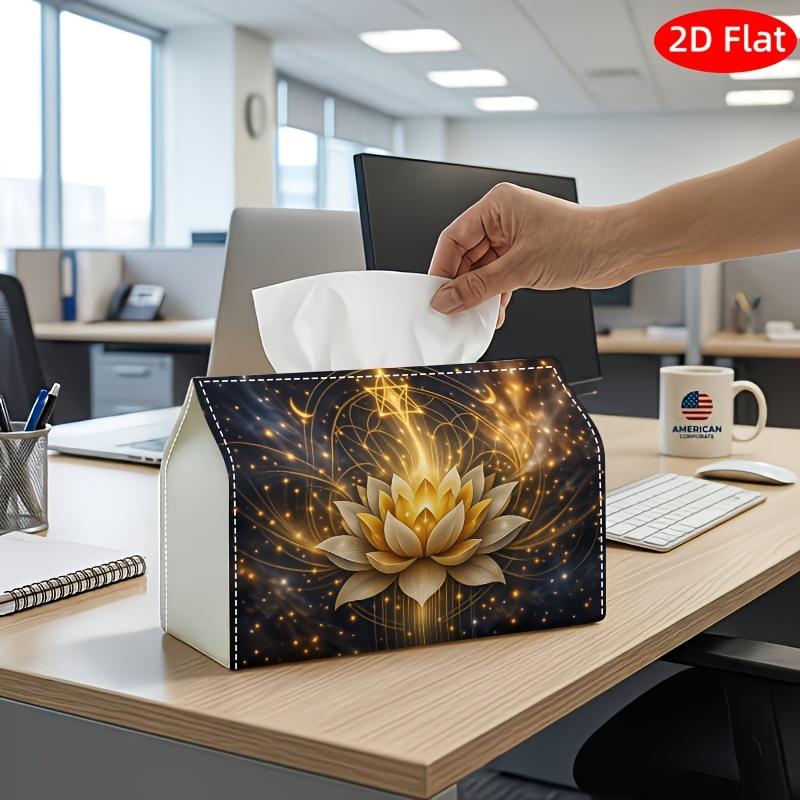 2D Flat, 1pc Tissue Box, Printed on Both Sides, Spiritual Fantasy Illustration Tissue Box for Lotus Light Energy Print Durable Polyester Fabric for Ho