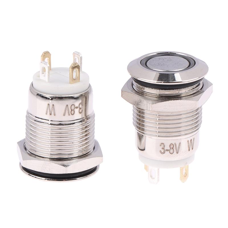 Водонепроницаемая металлическая кнопочная кнопка 12 мм со светодиодной подсветкой, мгновенная/фиксирующая, переключатель питания двигателя автомобиля, металлическая фиксирующая кнопочная кнопка
