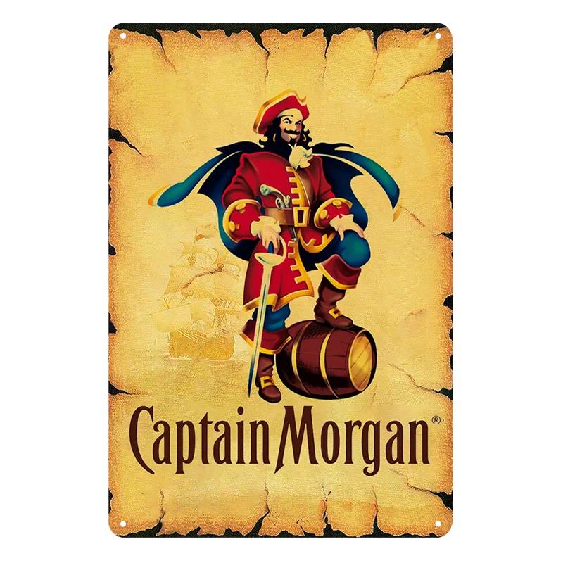 Vintage Aluminum Sign Rum Brand Retro Aluminum Sign Captain Morgan Funny Poster Decor for Bar Pub ClubMan Cave Wall Art