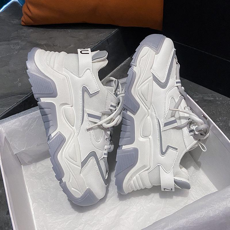 Daddy Shoes Women's Spring New Korean Version of Thick-soled Sports Shoes Round Toe Increased Student Casual Shoes