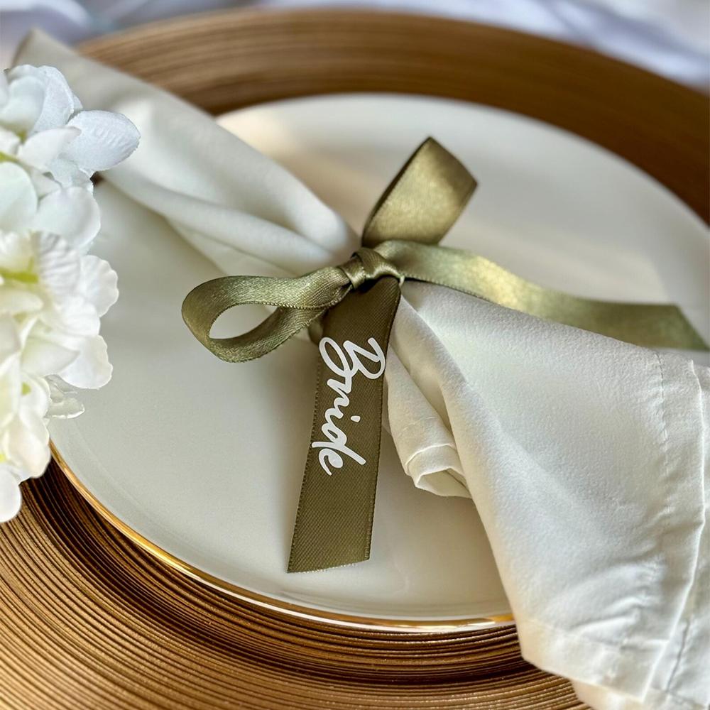 Custom 5Pcs Ribbon Ties Cocktail Menu Name Tags Place Cards Wedding Favour Tag Birthday Bachelorette Table Setting Bridal Shower