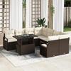 vidaXL 9-Piece Garden Sofa Set with Brown Cushions Poly Rattan, vidaXL 2-Seater Garden Sofa with Storage 3357531