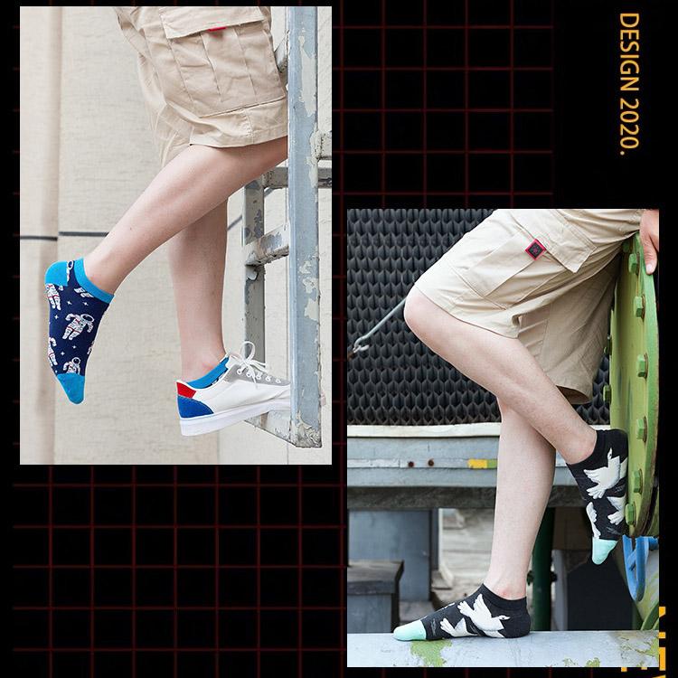 Весенняя мода, цветные мужские хлопковые носки в полоску в стиле Харадзюку, масляная живопись, животные, забавные, счастливые, носки по щиколотку