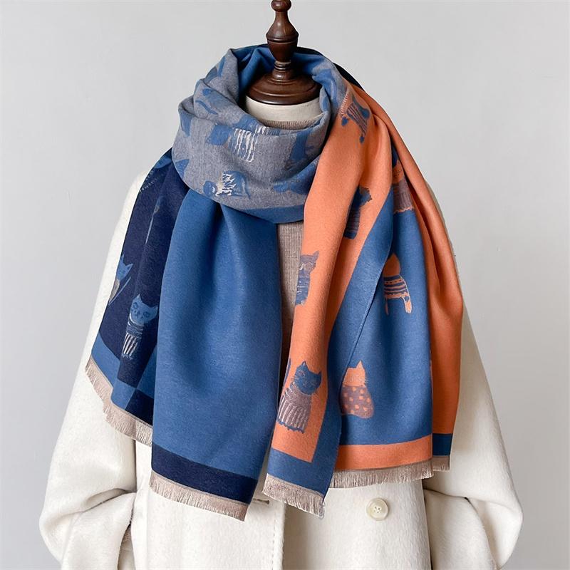 Luxury Winter Cashmere Scarf Women Design Warm Pashmina Blanket Poncho Scarves Female Shawl Wraps Thick Foulard Bufanda