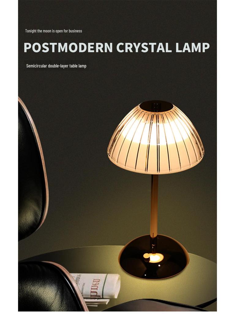 Crystal Retro Bedside Lamp - Luxury Rechargeable Night Light for Master Bedroom