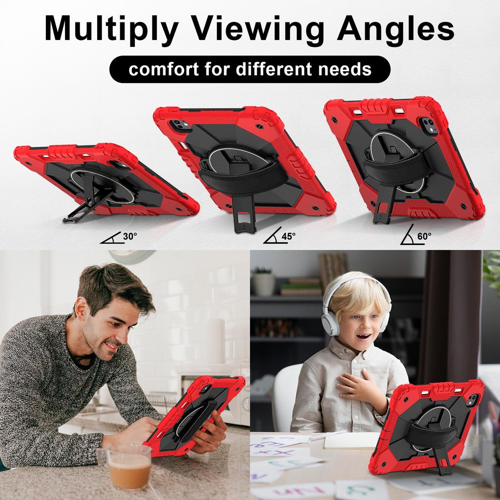 Anti-Slip Stand Case for IPad Pro 11 2025 M5 2024 M4 A3357 A3358 A3359 A2836 A2837 A3006 Rotating Hybrid Cover Shoulder Strap