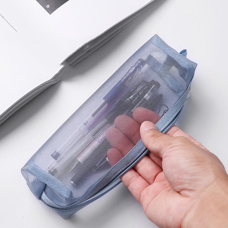 Прозрачная простая сетчатая сумка для ручек, студенческая сумка для канцелярских принадлежностей для экзаменов, большая вместительная портативная сумка для хранения канцелярских принадлежностей, товары для учебы