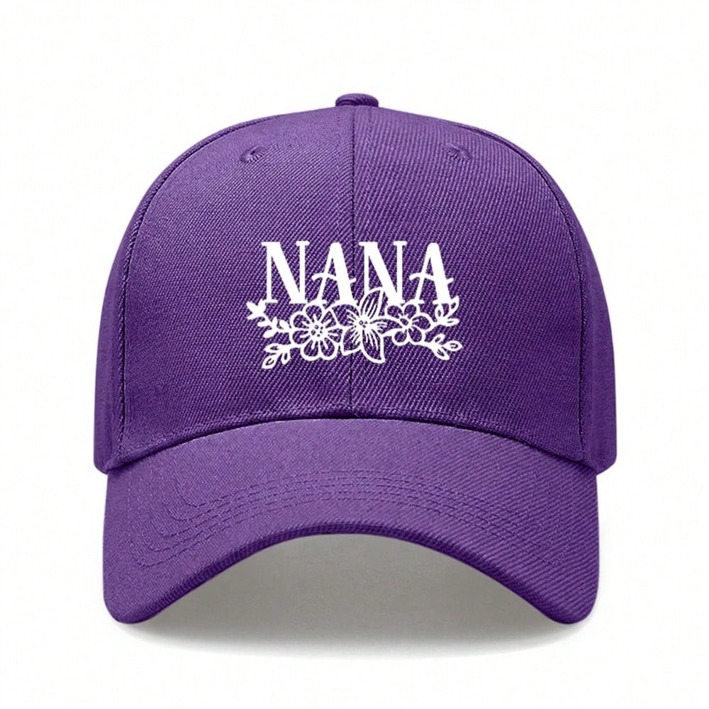 Black Baseball Cap - Letter "NANA" Print Polyester Adjustable Breathable Curved Brim Sun Protection Casual Outdoor Sports For Grandma Gift