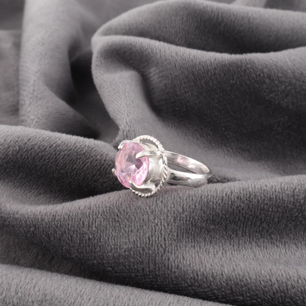 Morganite Gemstone Ring, 925 Sterling Silver Jewelry, Handmade Beautiful Silver Ring, Dainty Silver Ring, Women's Jewelry For Wedding Gift