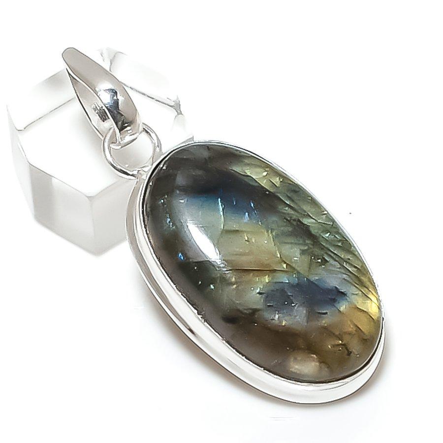 Labradorite Gemstone Handmade 925 Sterling Silver Jewelry Pendant 2.01" Z9c59