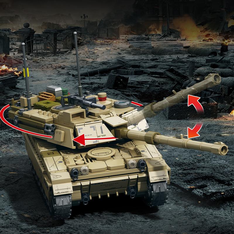 Нетоксичные строительные блоки Sembo Американский основной боевой танк M1A2 Abrams Конструкторы Moc Оружие Второй мировой войны Кирпичики Игрушки Для детей Малышей Хэллоуин Подарки