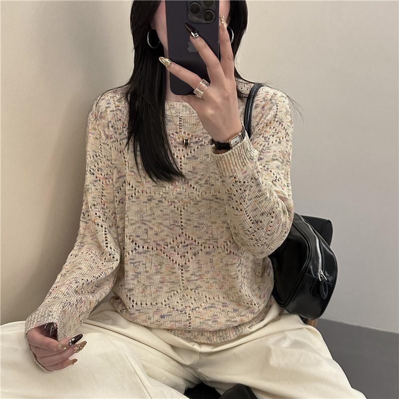 Women Autumn Winter Loose Knitted Sweater Soft Warm Long Sleeve Solid Color Casual Oversized Pullover Daily Streetwear Tops