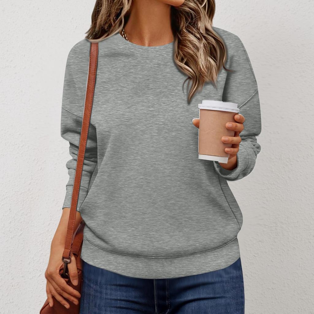 Женская модная толстовка с длинными рукавами однотонной расцветки