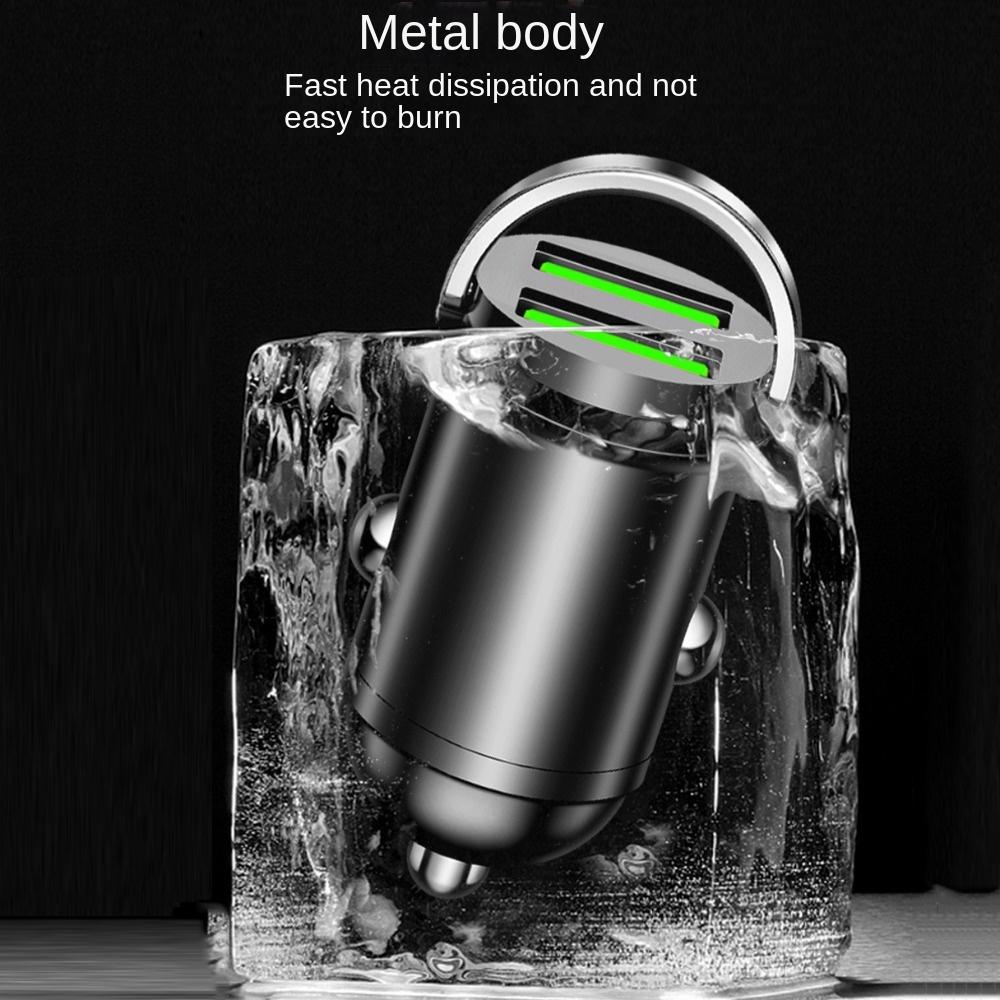 Dual USB Pull Ring Car Charger Fast Charging Mini Car Charger Car Power Adapter  Car Accessories