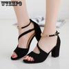 French High Heels Female Summer Fish Mouth Beaded Thick Heels Large Size Solid Color Versatile Sandals