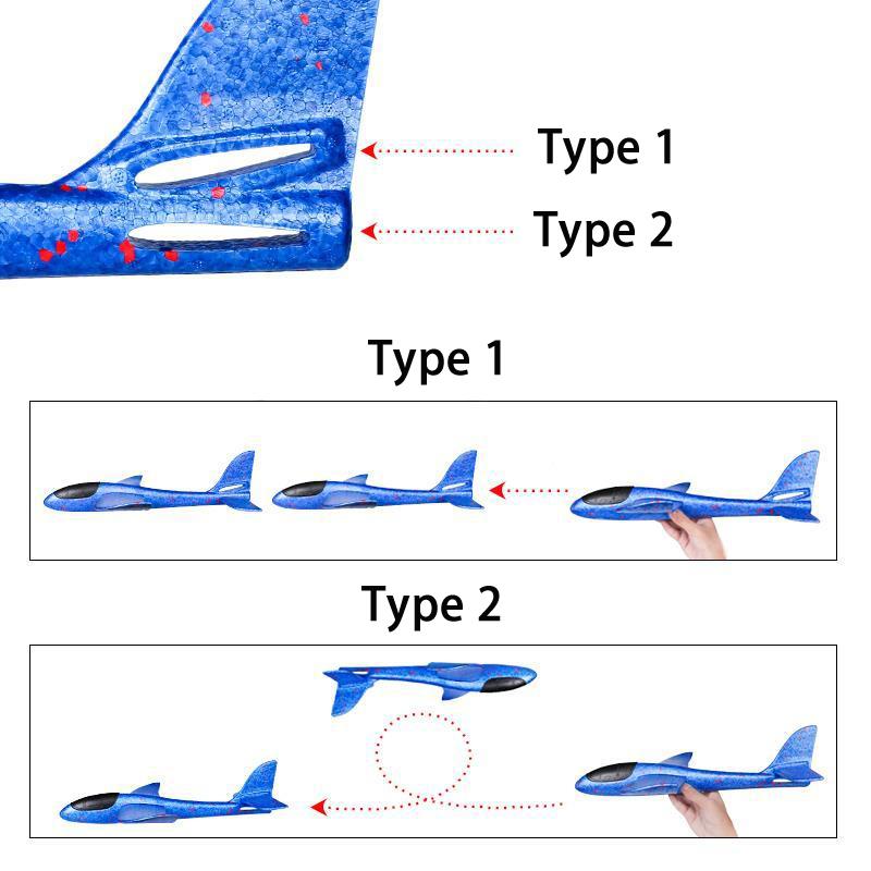 48 см Большой пенный самолет-планер Ручной запуск Самолет Инерционный EPP Пузырчатые самолеты Запуск на улице Детские игрушки для детей Мальчиков Подарок