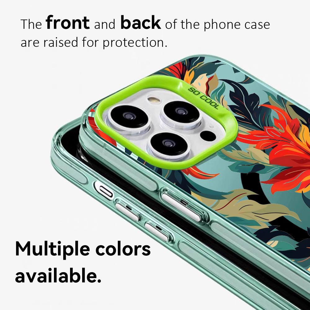 Luxury Fashion Leaves Phone Case For IPhone 17 16 15 14 13 12 11 Pro Max Air Magnetic Matte Laser Metallic Phone Funda