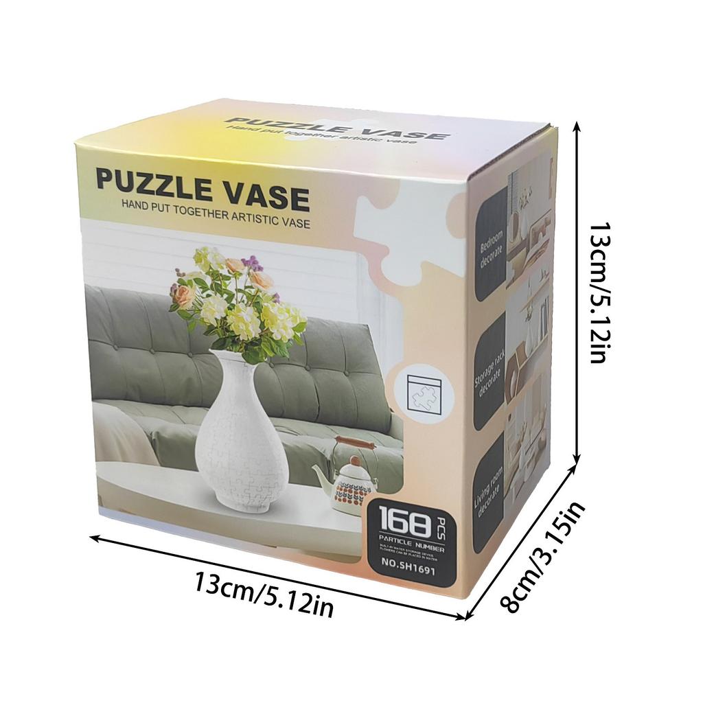3D Puzzle House Vase Decorative Piece – DIY Floral Container For Living Room Decor
