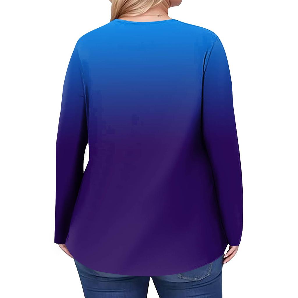 Женский модный топ большого размера с принтом, повседневный плиссированный, с круглым вырезом и длинными рукавами