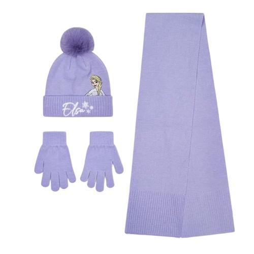 Frozen Girls Character Knitted Elsa Hat Gloves And Scarf Set