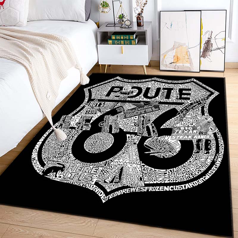 15 размеров Ковер с рисунком знака Route 66, Материнской дороги, Ковер для дома, гостиной, спальни, дивана, придверный коврик, декор, Нескользящий коврик для пола
