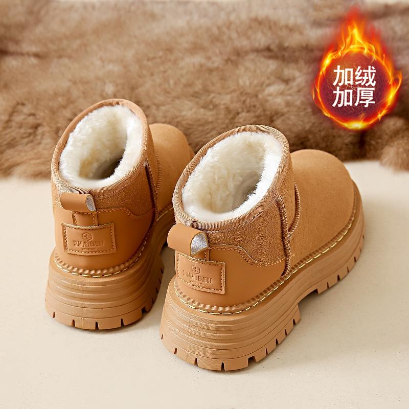 CRLAYDK Женские мини-сапоги для снега на платформе, зимние теплые на подкладке из искусственного меха, замшевые, для дома и улицы, короткие, противоскользящие, классические ботильоны до щиколотки