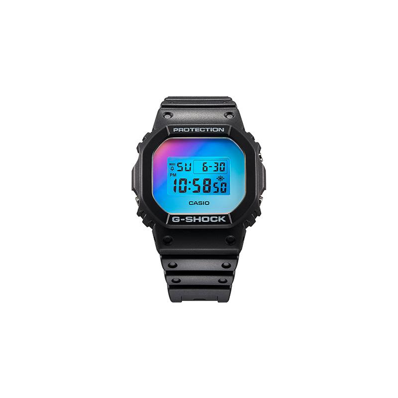 Casio G-SHOCK Серия Neon Лазерное Стекло Зеркальное Ретро Классика Маленький Квадратный Водонепроницаемый Кварцевый Механизм Ремешок из Смолы Японские и Корейские Часы DW-5600SR-1PR