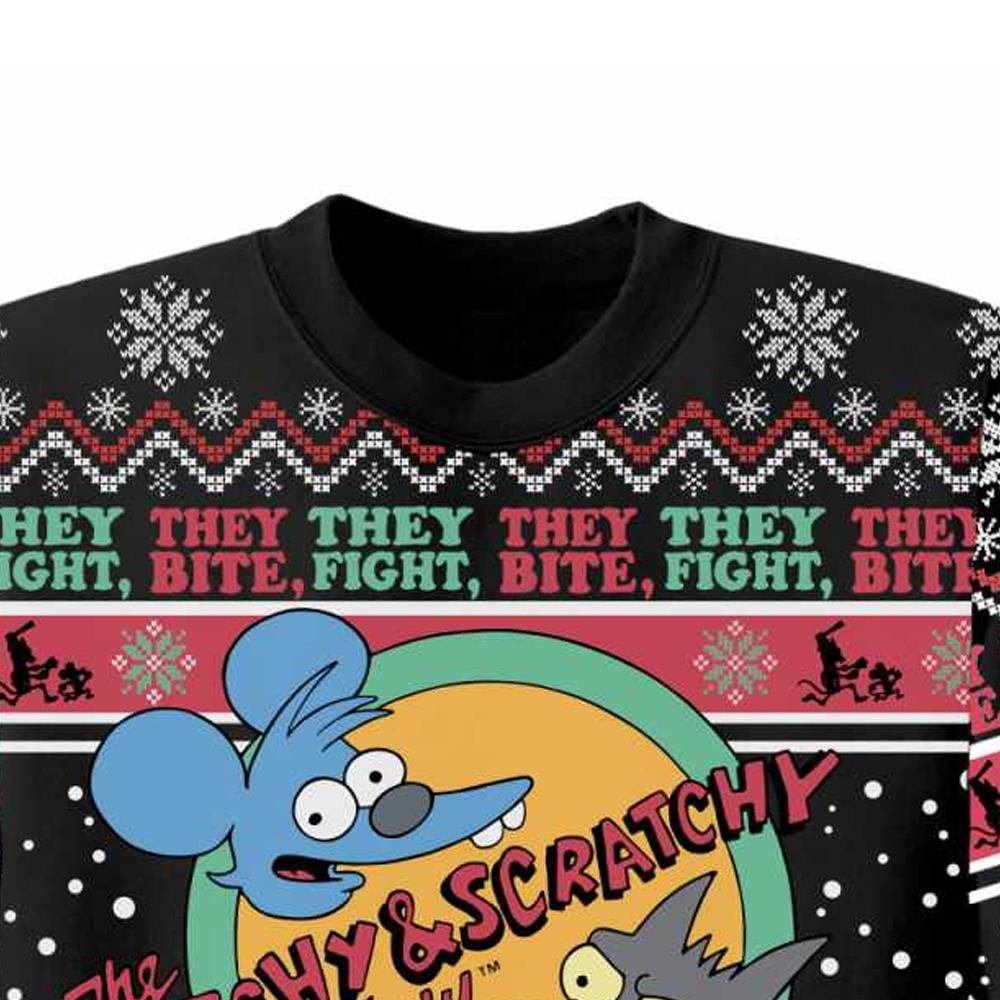The Simpsons Unisex Adult Itchy And Scratchy Show Knitted Jumper