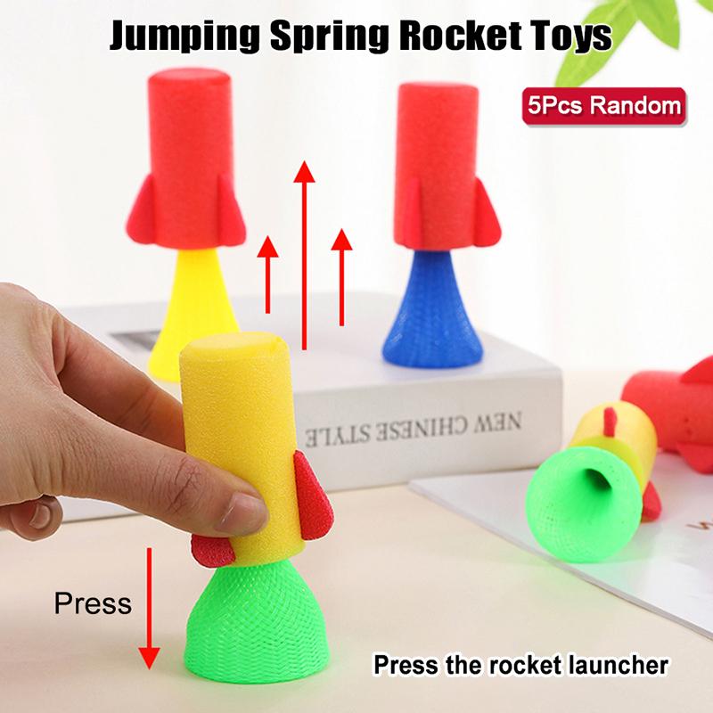 5 шт. Мини-прыжковые игрушки-ракеты с пружинами, пусковые установки для ракет с пружинами, настольные игры, сувениры для вечеринок, призы для класса, наполнители для мешков с подарками