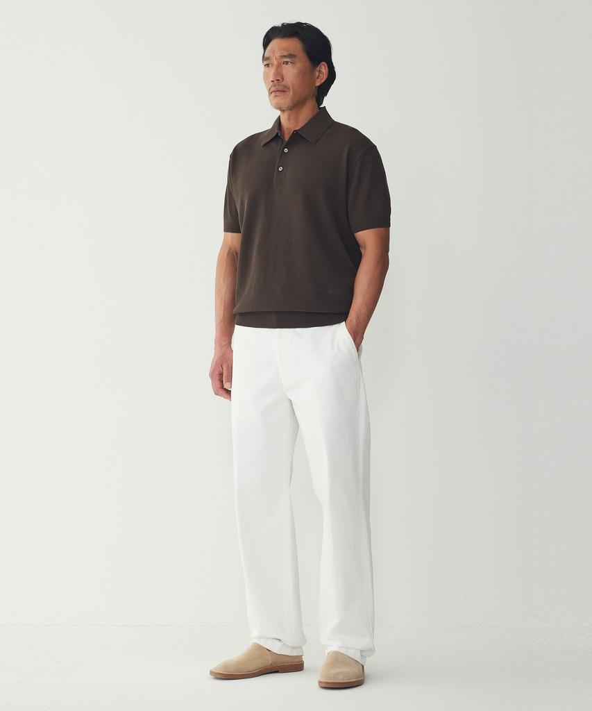 MAN ON THE BOON Textured Short Polo_Brown 4716113031